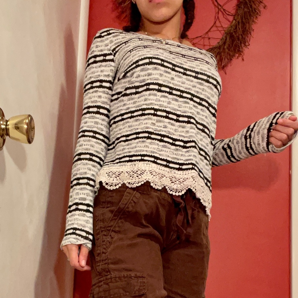 Black and white rewind sweater